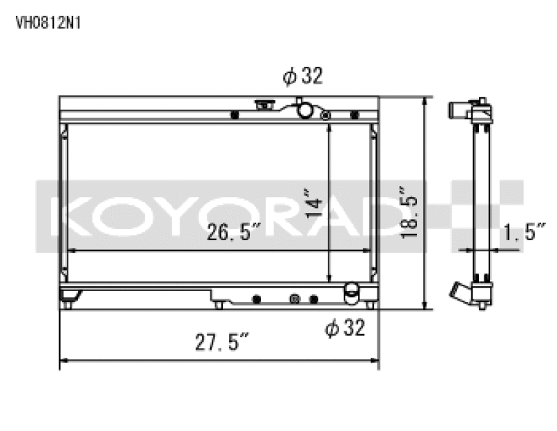 Koyo 92-00 Honda Civic 1.6 DOHC (Will Not Fit Vehicles w/AC) Manual Transmission Radiator - VH0812N1
