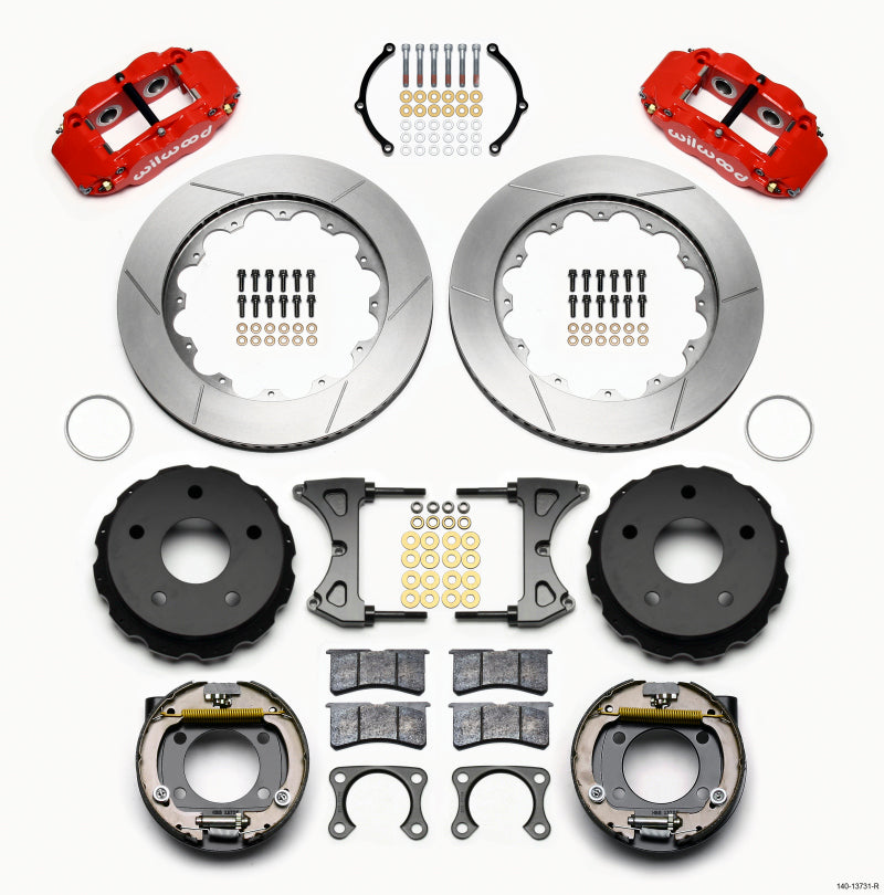 Wilwood Narrow Superlite 4R Rear P-Brk Kit 14.00in Red Big Ford 2.00in Off Bronco 5 x 5.50 - 140-13731-R