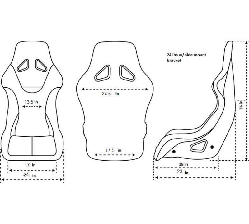 NRG FRP Bucket Seat Black - X Large - FRP-304BK-NRG