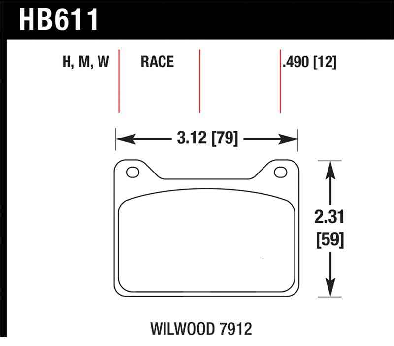 Hawk Wilwood 7912 DTC-30 Race Brake Pads - HB611W.490