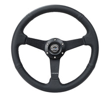 Load image into Gallery viewer, NRG Sport Steering Wheel (350mm / 1.5in Deep) Black Leather Black Stitch w/Matte Black Solid Spokes - RST-037MB-PR
