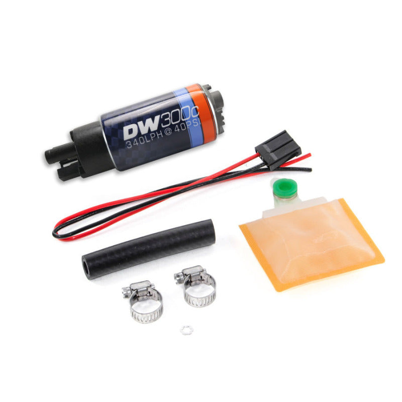 DeatschWerks 340lph DW300C Compact Fuel Pump w/ Universal Install Kit (w/o Mounting Clips) - 9-307-1000