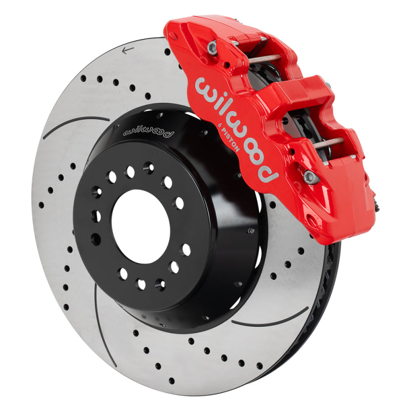Wilwood kit front AERO6 wwe 2IN. drop alum pro spindle 15.00 rotor SRP red - 140-17988-DR