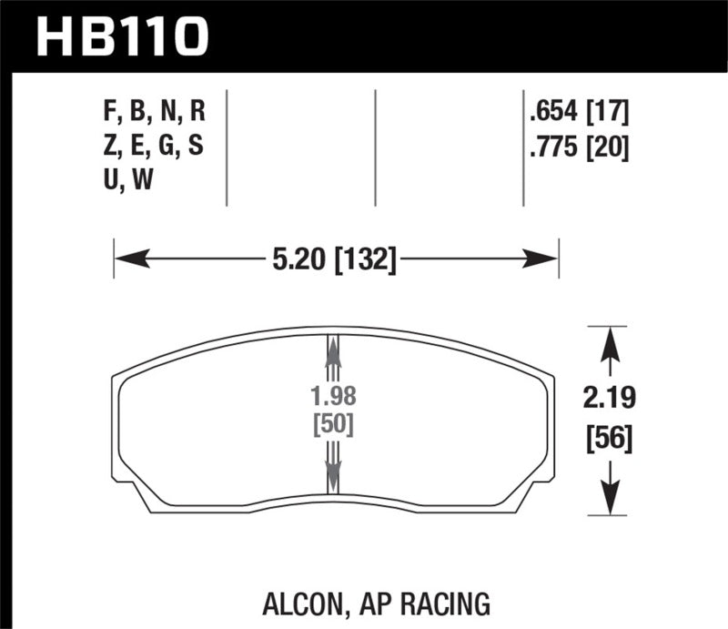 Hawk AP CP2279 / CP3788 / CP3789 / CP5835 / CP5880 / CP5830 (SC430) Caliper DTC-60 Race Brake Pads - HB110G.775