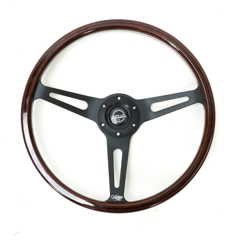 NRG Classic Vintage Wheel (380mm) 3 Spoke Center 1in Deep Dish - RST-380BK-W-B