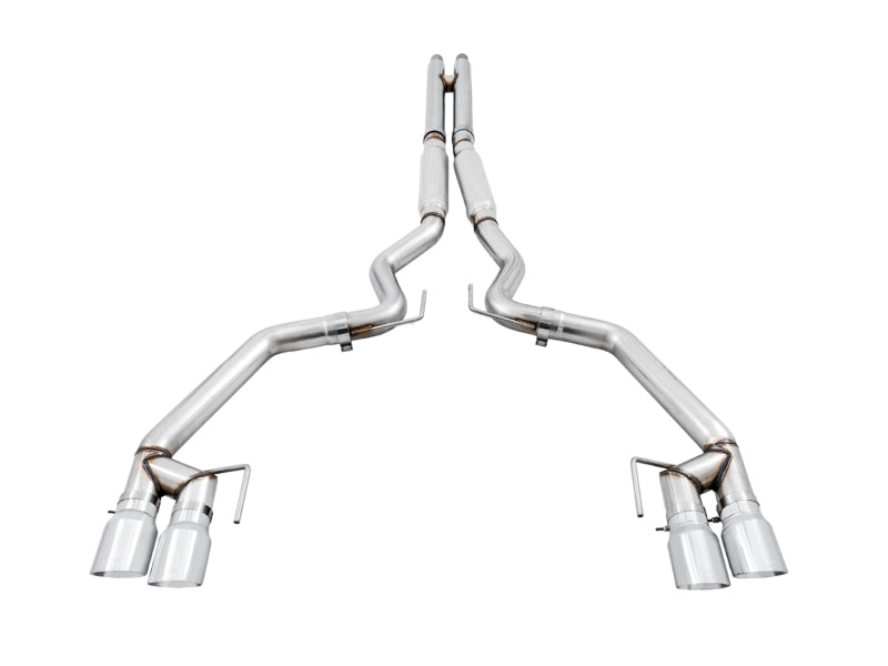 AWE Tuning 2018+ Ford Mustang GT (S550) Cat-Back Exhaust - Track Edition (Quad Chrome Silver Tips) - 3020-42064