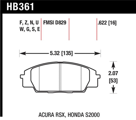 Hawk 06+ Civic Si HPS Street Front Brake Pads - HB361F.622