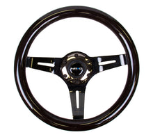 Load image into Gallery viewer, NRG Classic Wood Grain Steering Wheel (310mm) Black w/Black Chrome 3-Spoke Center - ST-310BK-BK