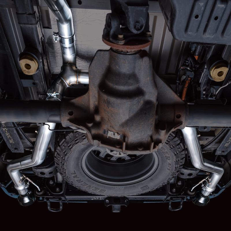 AWE Tuning 2021+ Ford F-150 Tremor (w/ Bumper Cutouts) 0FG Resonated Cat-Back - Diamond Black Tips - 3015-33402