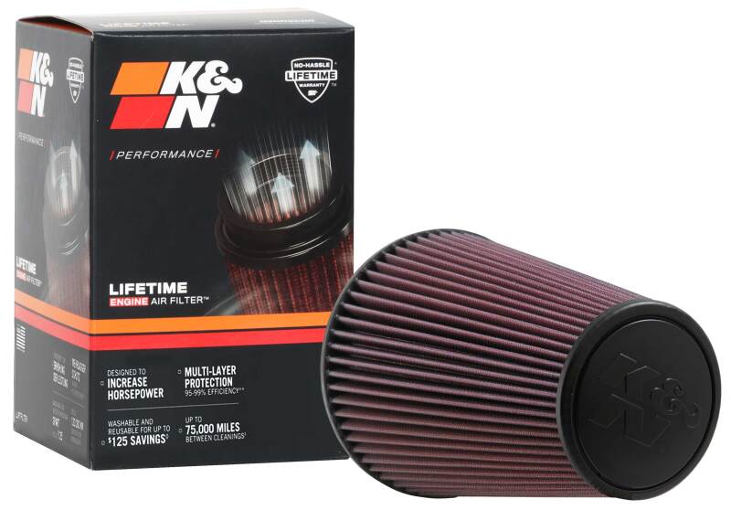 K&N Universal Clamp-On Air Filter 6in FLG / 7-1/2in B / 4-1/2in T / 9in H - RU-5046