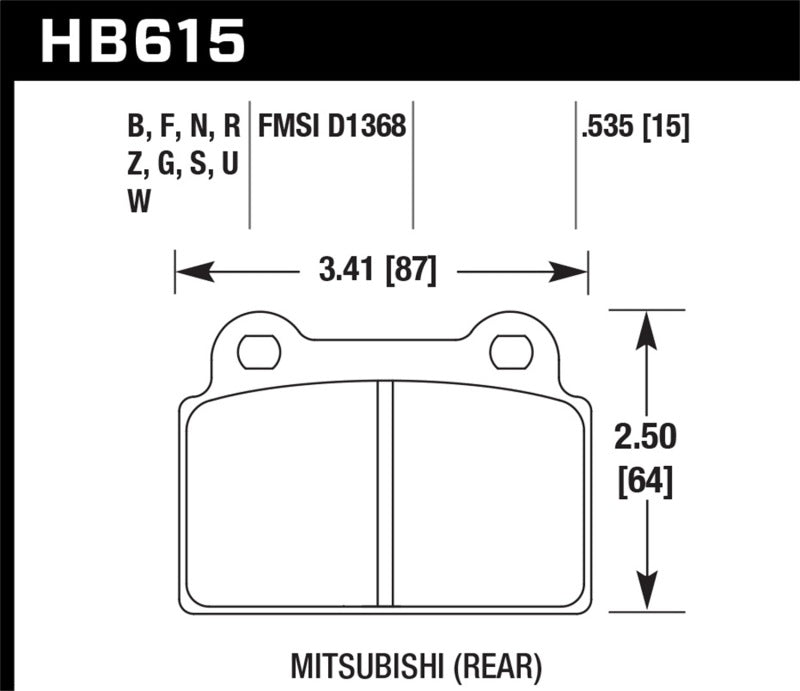 Hawk EVO X DTC-60 Race Rear Brake Pads - HB615G.535