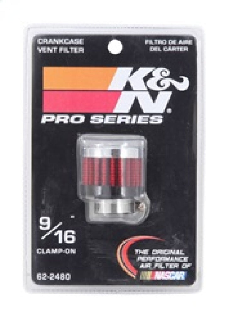 K&N Rubber Base Crankcase Vent Filter - 0.55in Flange ID 1.375in OD 1.125in Height - 62-2480