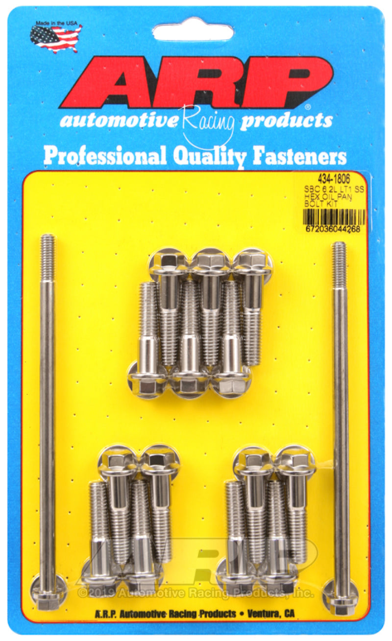 ARP Chevy LT1 6.2L Oil Pan Hex Stainless Steel Bolt Kit - 434-1806