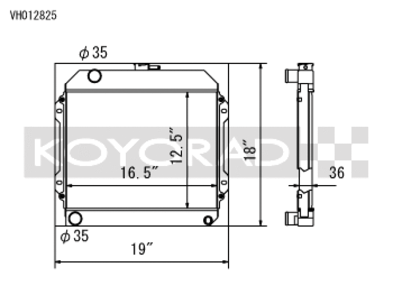 Koyo 71-74 Toyota Corolla 1.6L TE27/TE28/TS21 Manual Radiator - VH012825