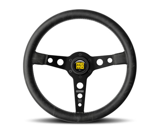 Momo Prototipo Heritage Steering Wheel 350 mm - Black Leather/White Stitch/Black Spokes - PRH35BK2B