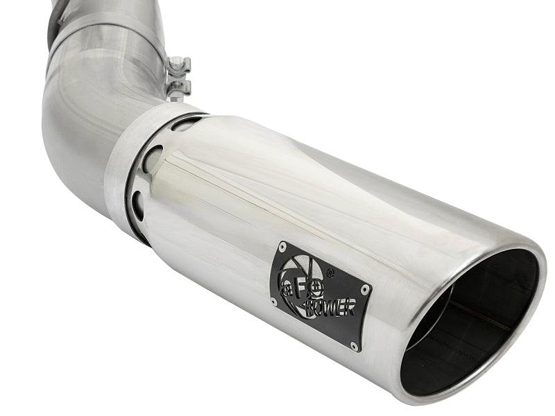 aFe ATLAS 5in DPF-Back Aluminized Steel Exhaust System w/Polished Tips 2017 GM Duramax 6.6L (td) L5P - 49-04085-P