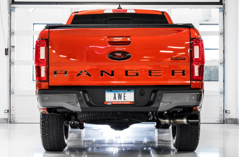AWE Tuning 2019+ Ford Ranger 0FG Performance Exhaust System w/Diamond Black Tips & Rock Guard - 3015-23064