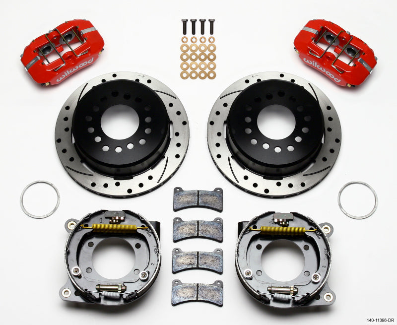 Wilwood Dynapro Low-Profile 11.00in P-Brake Kit Drill-Red Ford 8.8 w/2.50in Offset-5 Lug - 140-11396-DR