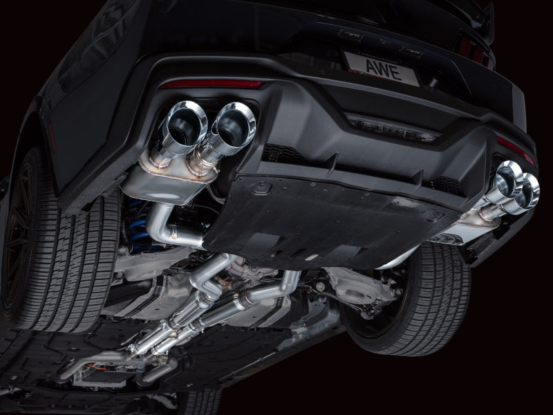 AWE 2024 Ford Mustang Dark Horse S650 RWD SwitchPath Cat-Back Exhaust w/ Quad Chrome Silver Tips - 3025-42375