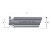 Load image into Gallery viewer, MBRP Universal Tip 6in OD Angled Rolled End 5in Inlet 18in Length T304 Exhaust - T5125
