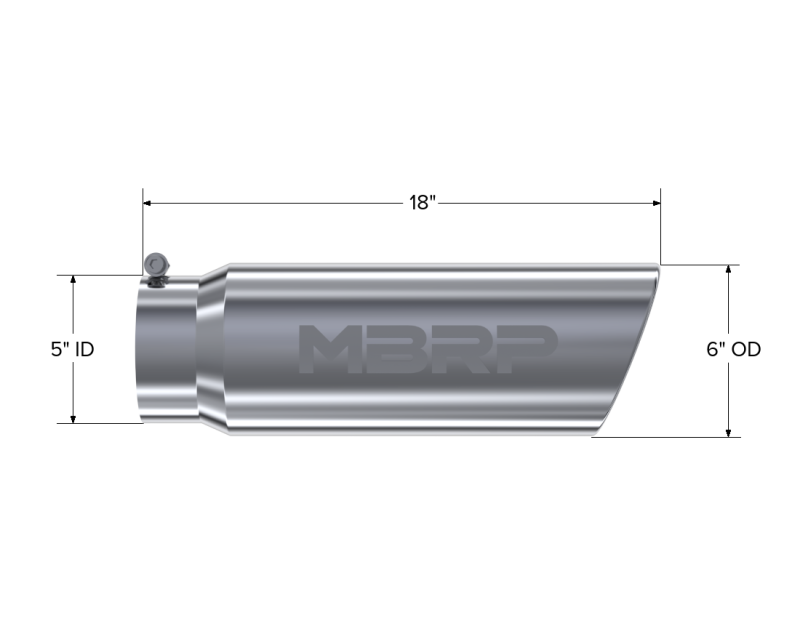 MBRP Universal Tip 6in OD Angled Rolled End 5in Inlet 18in Length T304 Exhaust - T5125