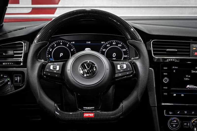 APR 15-26 Volkswagen Golf R/GTI/Jetta (MK7) Carbon Fiber/Silver Stitch Steering Wheel (For Paddles) - MS100202