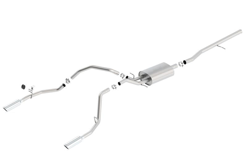 Borla 14 Silv/Sierra 1500 C/B Touring Exhaust /2.75in in Muffler 2.25inout 4inTIp SS Rear Exit - 140535