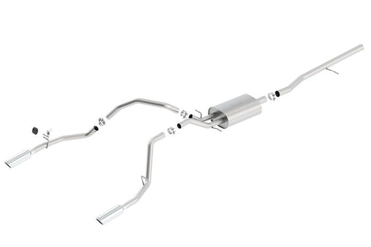 Borla 14 Silv/Sierra 1500 C/B Touring Exhaust /2.75in in Muffler 2.25inout 4inTIp SS Rear Exit - 140535