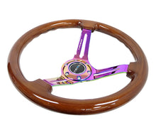 Load image into Gallery viewer, NRG Reinforced Steering Wheel (350mm / 3in. Deep) Brown Wood w/Blk Matte Spoke/Neochrome Center Mark - RST-018BR-MC