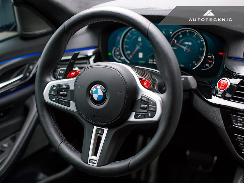 AutoTecknic Replacement Carbon Steering Wheel Top Cover - BMW F90 M5