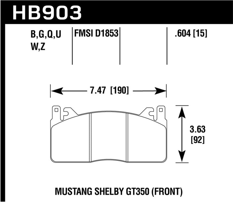 Hawk 2015 Ford Mustang DTC-60 Front Brake Pads - HB903G.604