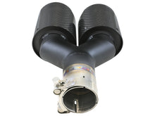 Load image into Gallery viewer, aFe Takeda 2.5in 304 Stainless Steel Clamp-on Exhaust Tip Driver side 2.5in Inlet 4in Dual-Carbon - 49T25480-C122