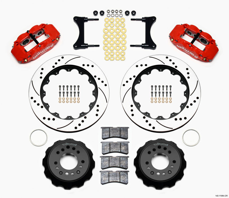Wilwood Narrow Superlite 6R Front Hat Kit 14.00in Drill Red 93-96 Mazda RX7 - 140-11964-DR