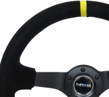 Load image into Gallery viewer, NRG Reinforced Steering Wheel (350mm / 3in. Deep) Blk Suede/X-Stitch w/5mm Blk Spoke &amp; Yellow CM - RST-036MB-S-Y