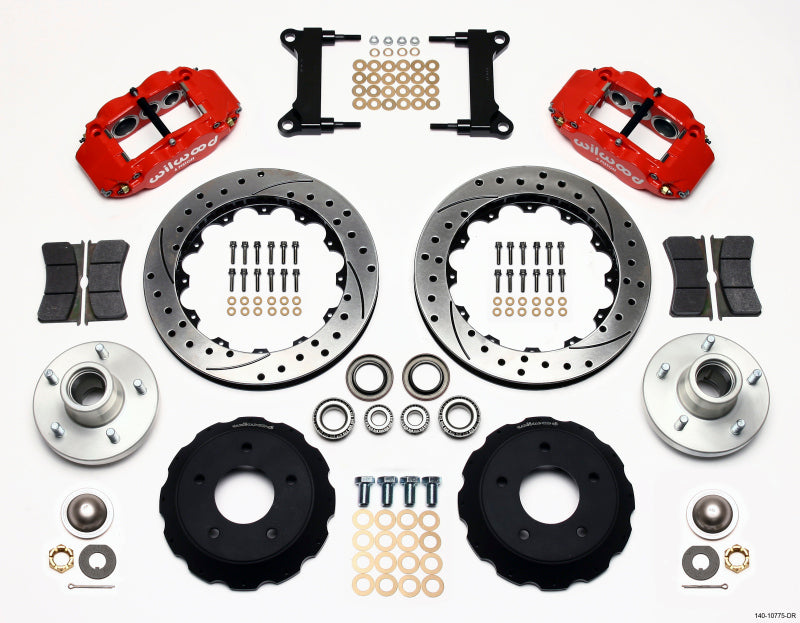 Wilwood Narrow Superlite 6R Front Hub Kit 13.06in Drill Red Chevy C-10 60-87 CPP Drop Spindle - 140-10775-DR
