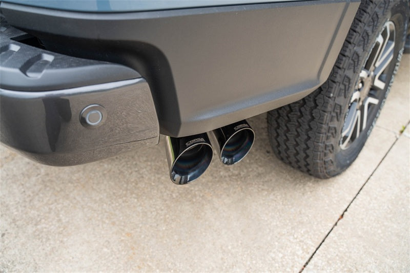 Corsa 2024-2025 Ford Ranger 3in Cat-Back Exhaust 4in Black PVD Pro-Series Slash Cut Twin Tip - 21246BLK