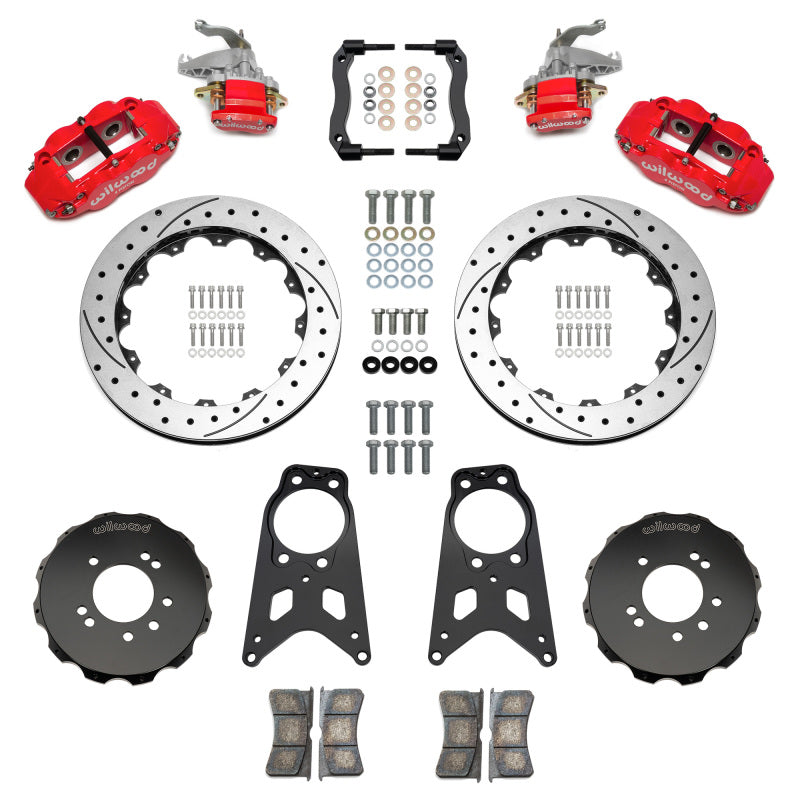 Wilwood 89-98 Nissan 240SX FNSL4R/MC4 Rear Parking BBK w/ 13.50in D/S Rotors - Red - 140-18271-DR