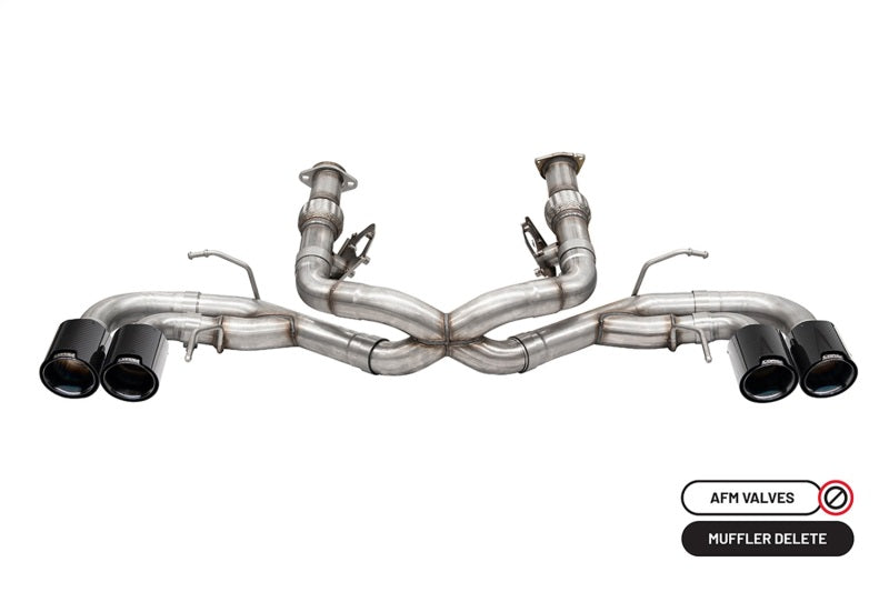 Corsa 2020-2025 Chevrolet Corvette C8 RWD 3in Track Cat-Back Delete Exhaust w/4.5in CF Black PVDTips - 21104CFBLK