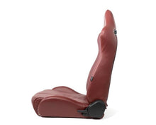 Load image into Gallery viewer, NRG Reclinable Sport Seats (Pair) The Arrow Maroon Vinyl w/ Pressed NRG logo w/ Maroon Stitch - RSC-810MAR L/R