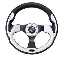 Load image into Gallery viewer, NRG Reinforced Steering Wheel (320mm) Blk w/White Trim &amp; 4mm 3-Spoke - RST-001WT
