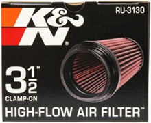 Load image into Gallery viewer, K&amp;N Filter Universal Rubber Filter 3 1/2 inch Flange 4 5/8 inch Base 3 1/2 inch Top 7 inch Height - RU-3130