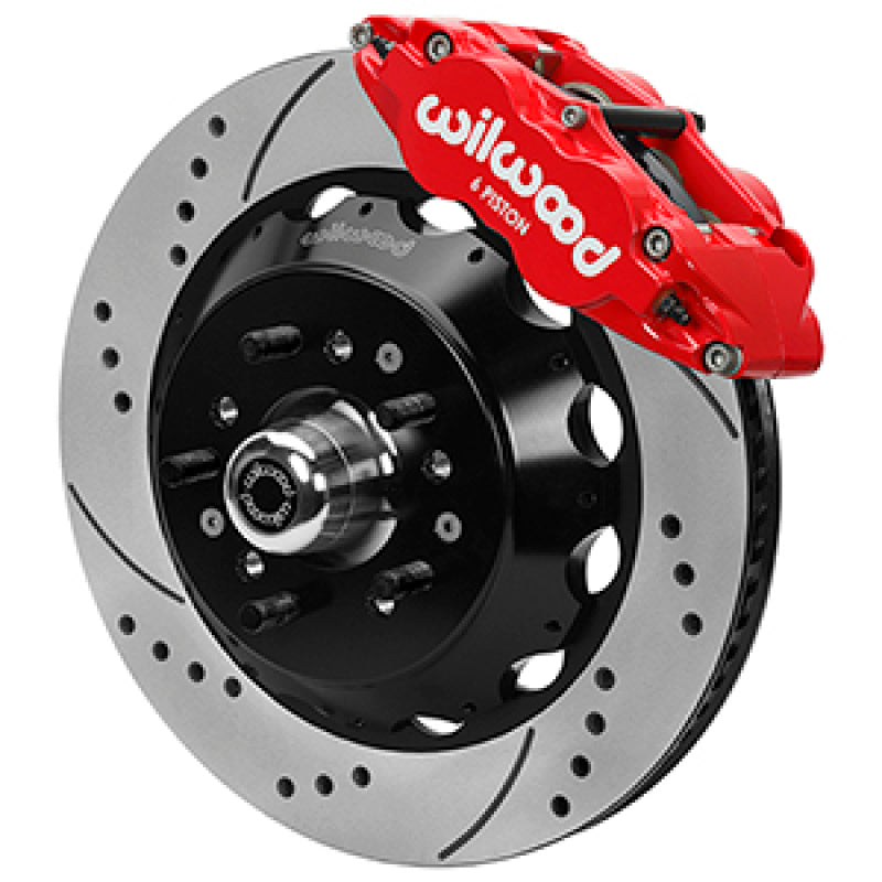 Wilwood Forged 6 Piston Red Superlite Caliper, SRP 72 Vane Vented Spec37 Drilled & Slotted Rotor - 1 - 140-17089-DR