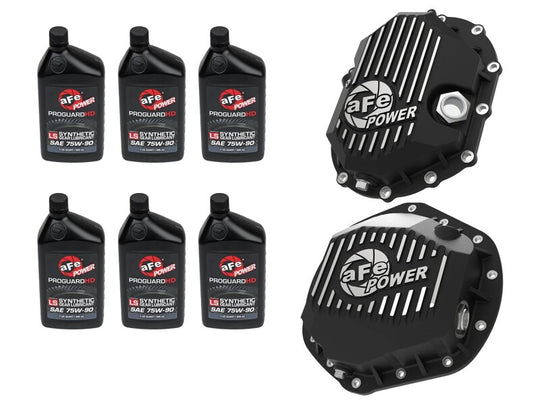 aFe Power Front/Rear Diff Cover Kit w/ Oil 11-19 GM Diesel Trucks V8 (AAM 9.25-12 & AAM 11.5-14) - 46-7707AB