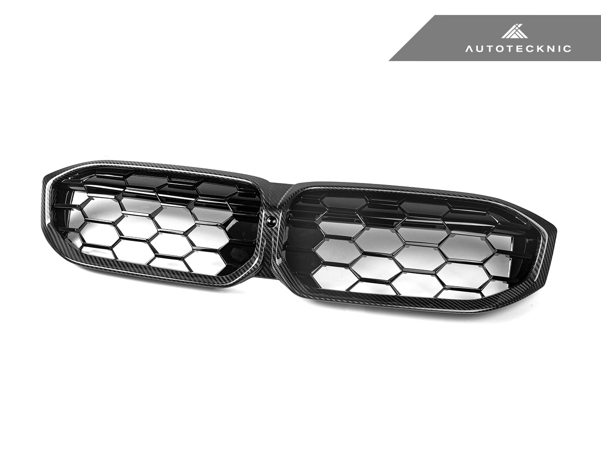 AutoTecknic Dry Carbon Fiber Honeycomb Front Grille - BMW G20 3-Series LCI