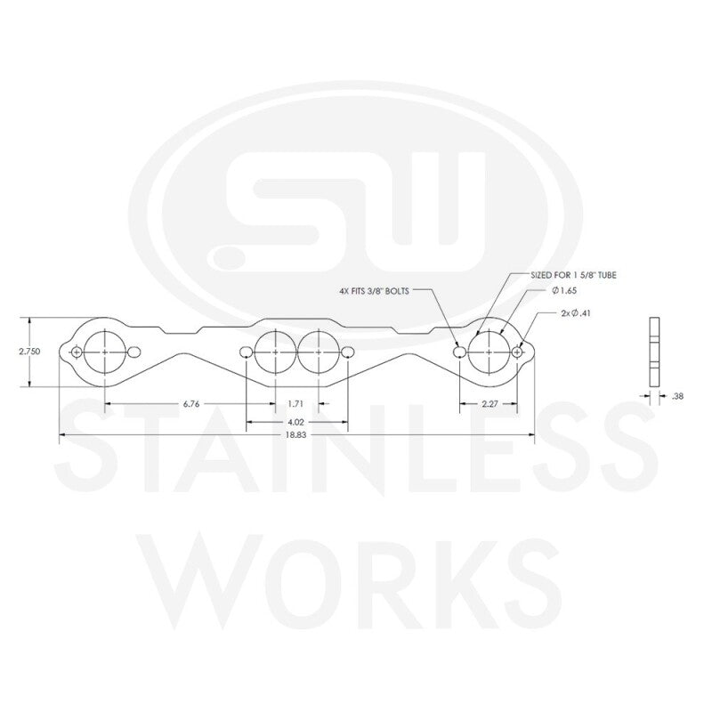 Stainless Works Small Block Chevy Round Port Header 304SS Exhaust Flanges 1-5/8in Primaries - HFSBC1625