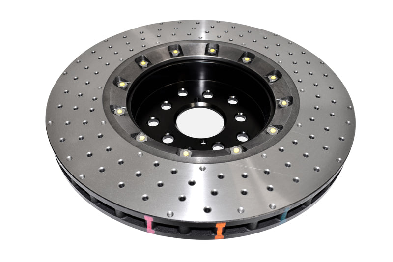 DBA 18-21 Subaru WRX STI Front 5000 Series 2-Piece Drilled Rotor w/Black Hat - DBA53050BLKXD-10
