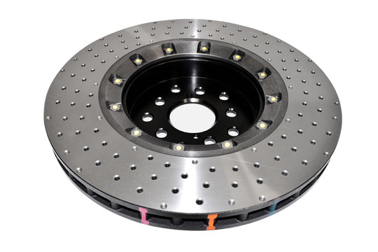 DBA 18-21 Subaru WRX STI Front 5000 Series 2-Piece Drilled Rotor w/Black Hat - DBA53050BLKXD-10