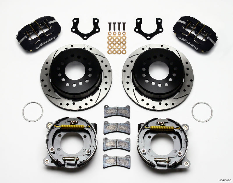 Wilwood Dynapro Low-Profile 11.00in P-Brake Kit Drilled Mopar/Dana 2.50in Off w/Snap Ring Bearing - 140-11386-D