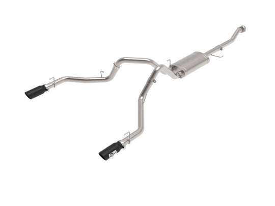 aFe Vulcan 3in 304 SS Cat-Back Exhaust 2021 Ford F-150 V6 2.7L/3.5L (tt)/V8 5.0L w/ Black Tips - 49-33127-B