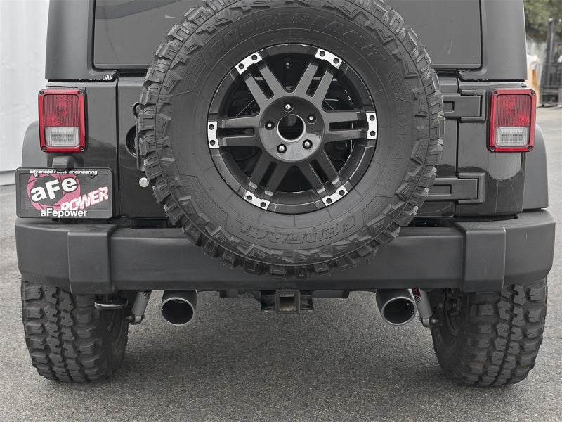 aFe Rebel Series 2.5in 409 SS Cat-Back Exhaust w/ Black Tips 2007+ Jeep Wrangler (JK) V6 3.6L/3.8L - 49-48062-B